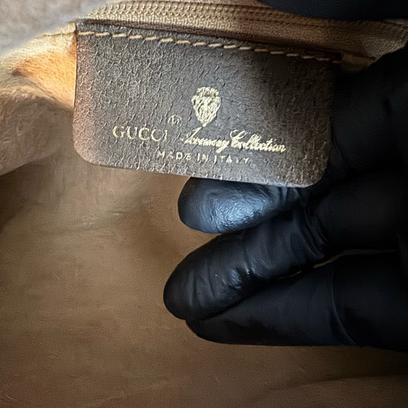 Gucci Brown Canvas and Leather Shoulder Bag with Red & Green Web - Picture 6 of 16